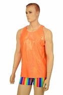 Mens Orange Sparkly Jewel Muscle Tank - 9