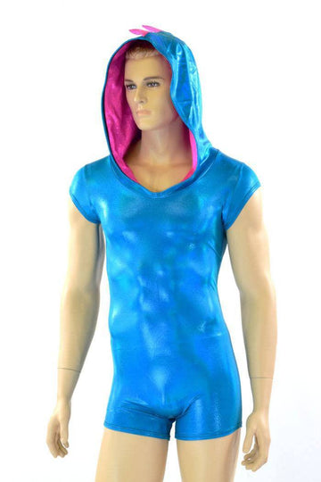 Mens Peacock Blue Dragon Romper - Coquetry Clothing