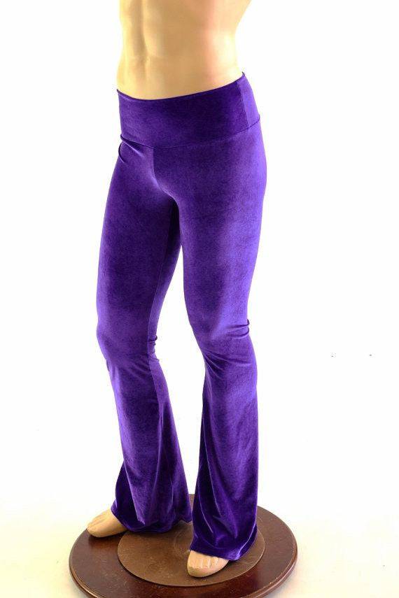 Mens Purple Velvet Bootcut Pants - Coquetry Clothing