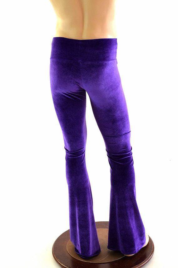 Mens Purple Velvet Bootcut Pants - Coquetry Clothing
