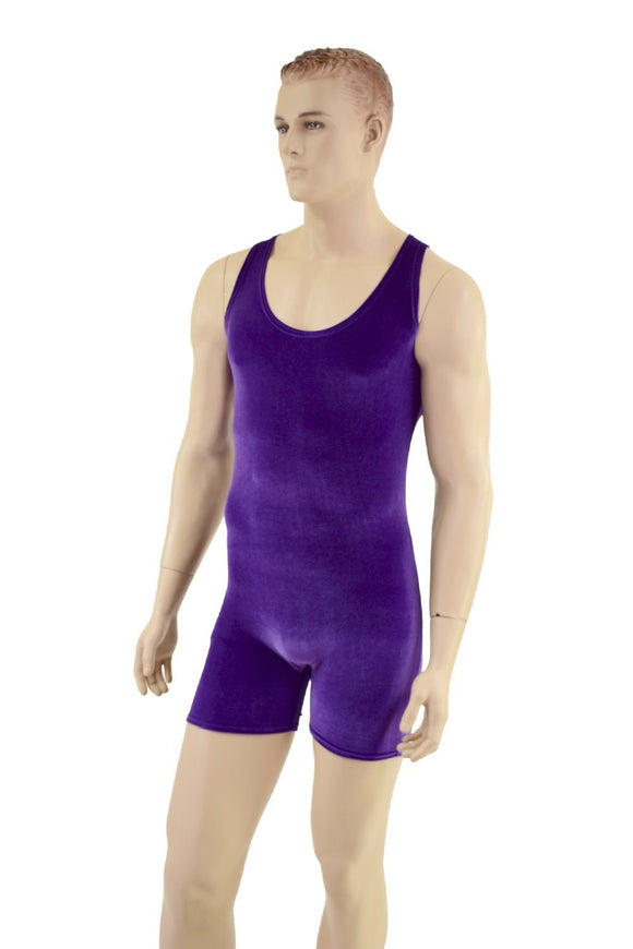 Mens Purple Velvet Singlet Romper - Coquetry Clothing