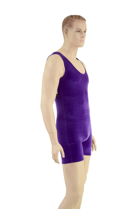Mens Purple Velvet Singlet Romper - Coquetry Clothing