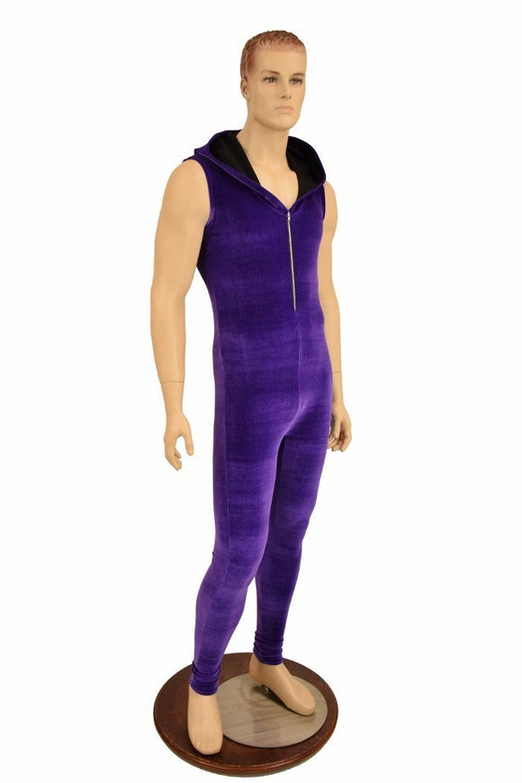 Mens Purple Zipper Catsuit - Coquetry Clothing