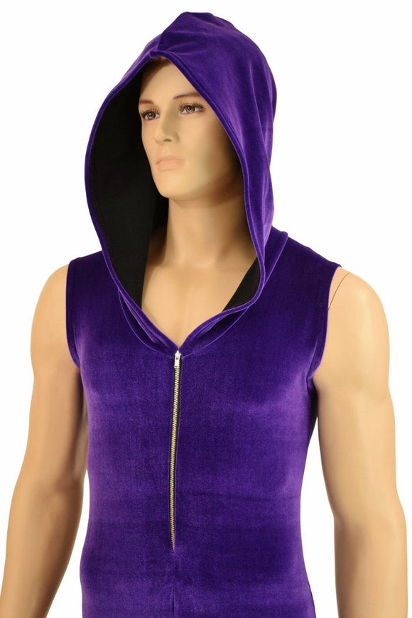 Mens Purple Zipper Catsuit - Coquetry Clothing