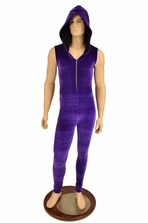 Mens Purple Zipper Catsuit - 2