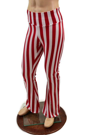Mens Red and White Stripe Bootcut Pants - Coquetry Clothing