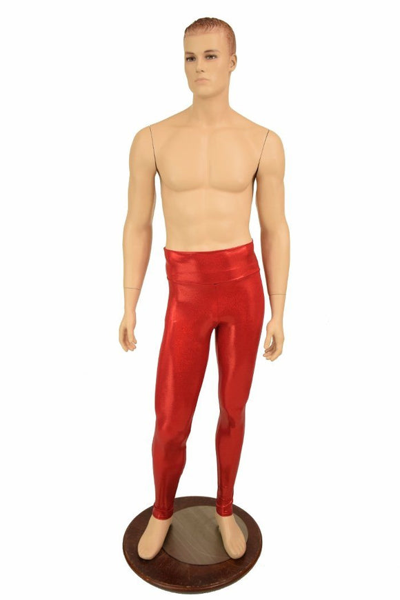 Mens Red Sparkly Jewel Leggings - Coquetry Clothing