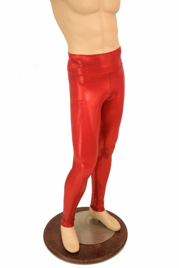 Mens Red Sparkly Jewel Leggings - Coquetry Clothing