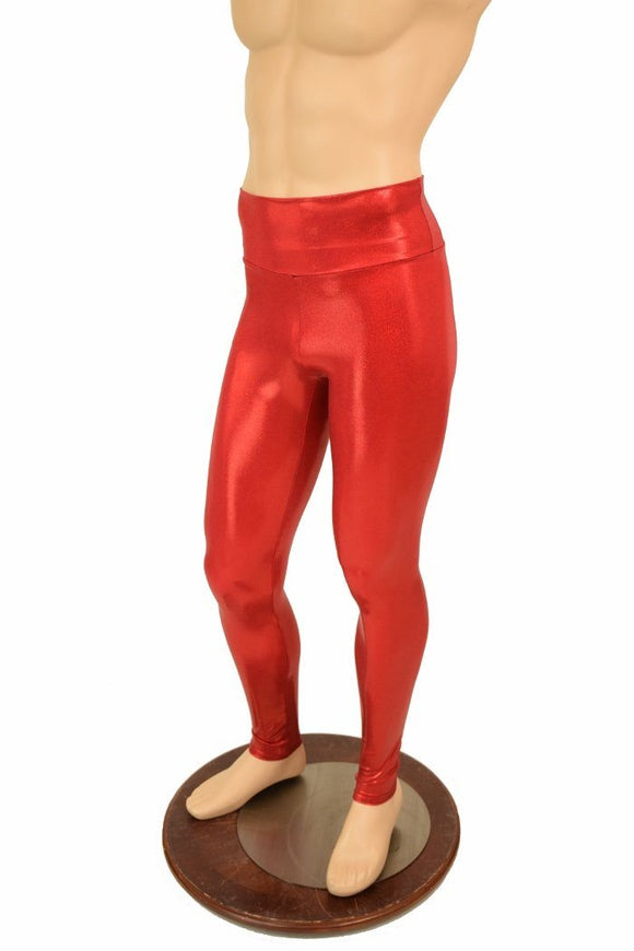 Mens Red Sparkly Jewel Leggings - Coquetry Clothing