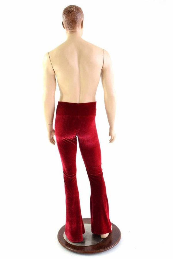 Mens Red Velvet Bootcut Pants - 3
