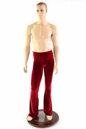 Mens Red Velvet Bootcut Pants - 5