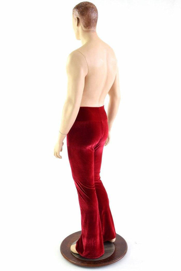 Mens Red Velvet Bootcut Pants - 2