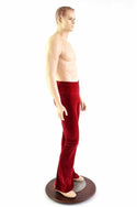 Mens Red Velvet Bootcut Pants - 4