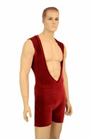 Mens Red Velvet Deep Bro V Romper - Coquetry Clothing