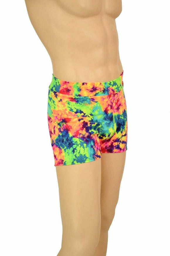 Mens "Rio" Midrise Shorts in Acid Splash - Coquetry Clothing