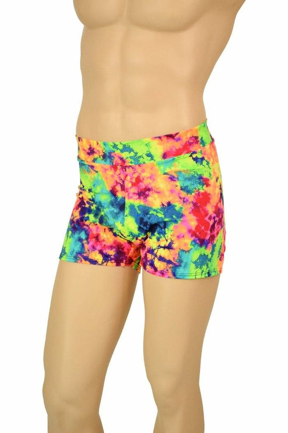 Mens "Rio" Midrise Shorts in Acid Splash - Coquetry Clothing