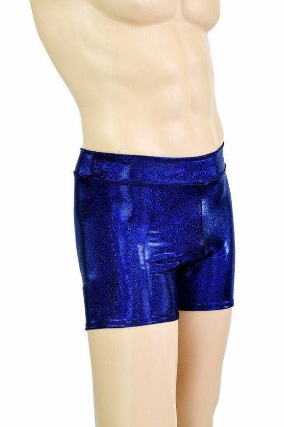 Mens "Rio" Midrise Shorts in Blue Sparkly Jewel - Coquetry Clothing