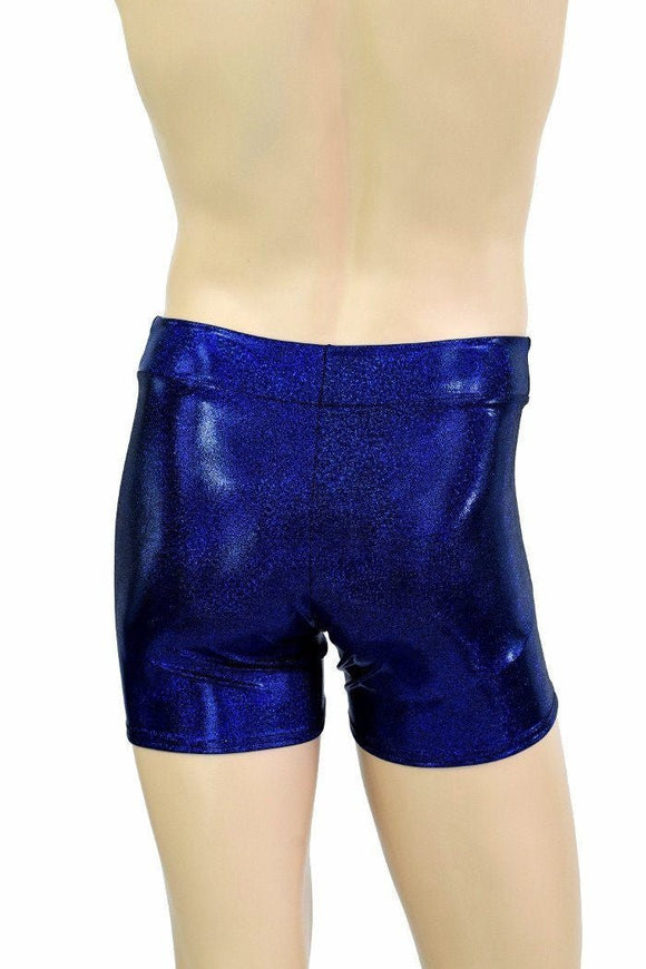 Mens "Rio" Midrise Shorts in Blue Sparkly Jewel - Coquetry Clothing