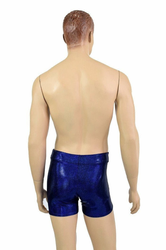 Mens "Rio" Midrise Shorts in Blue Sparkly Jewel - Coquetry Clothing