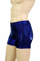 Mens "Rio" Midrise Shorts in Blue Sparkly Jewel - Coquetry Clothing