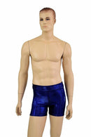 Mens "Rio" Midrise Shorts in Blue Sparkly Jewel - Coquetry Clothing