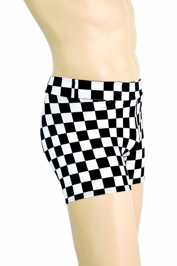 Mens "Rio" Midrise Shorts in Check Print - Coquetry Clothing