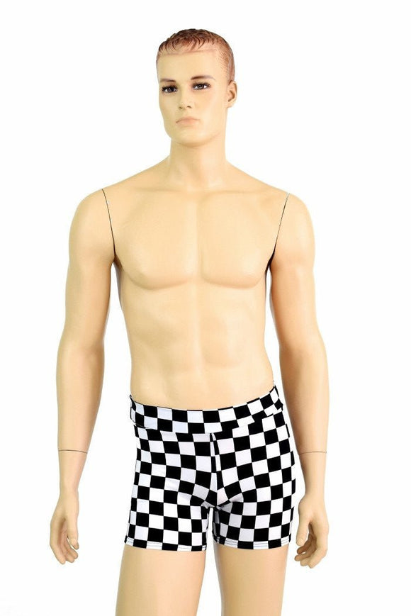 Mens "Rio" Midrise Shorts in Check Print - Coquetry Clothing