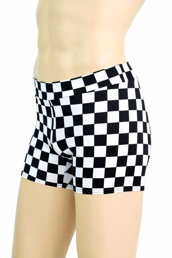 Mens "Rio" Midrise Shorts in Check Print - Coquetry Clothing