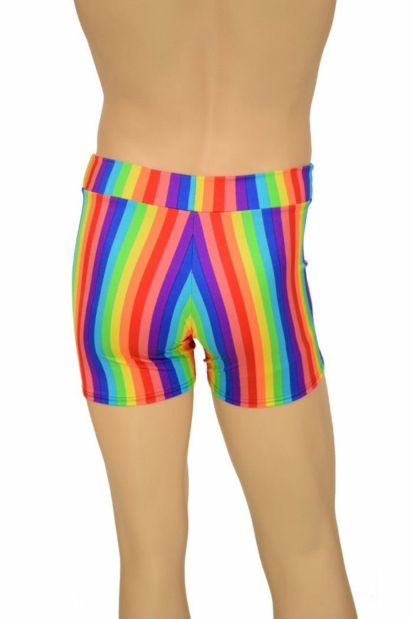 Mens "Rio" Midrise Shorts in Rainbow Stripe - Coquetry Clothing