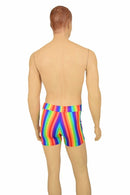 Mens "Rio" Midrise Shorts in Rainbow Stripe - Coquetry Clothing