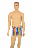 Mens "Rio" Midrise Shorts in Rainbow Stripe - Coquetry Clothing