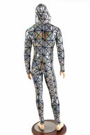 Mens Silver Cracked Tile Catsuit - Coquetry Clothing