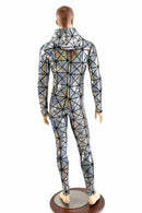 Mens Silver Cracked Tile Catsuit - Coquetry Clothing