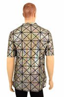 Mens Silver Cracked Tile V Neck Shirt - Coquetry Clothing