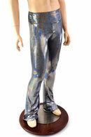 Mens Silver Holographic Bootcut Leggings - Coquetry Clothing