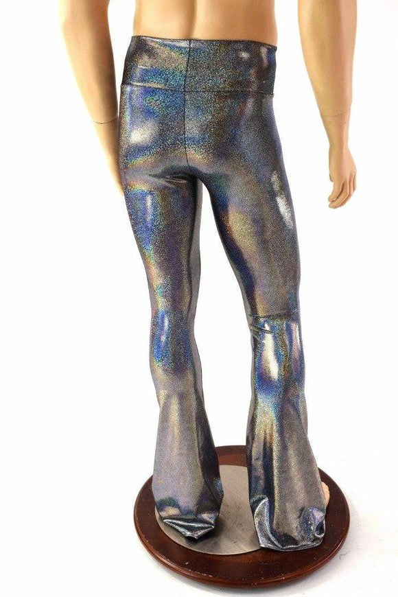 Mens Silver Holographic Bootcut Leggings - Coquetry Clothing