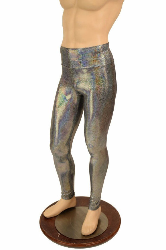 Mens Silver Holographic Leggings - Coquetry Clothing
