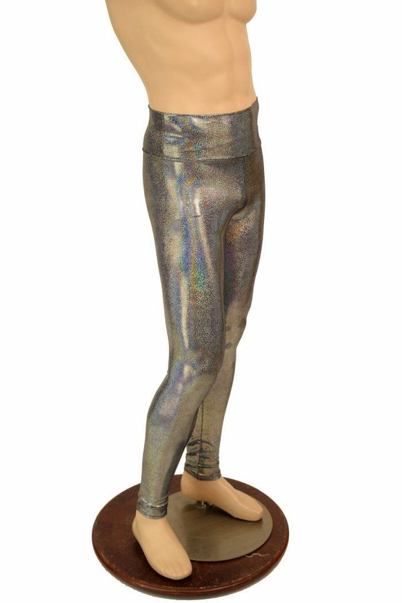 Mens Silver Holographic Leggings - Coquetry Clothing