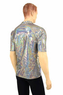 Mens Silver Holographic V Neck Shirt - Coquetry Clothing