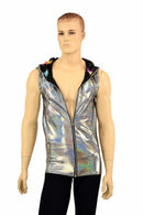 Mens Silver Holographic Zipper Hoodie - Coquetry Clothing