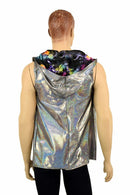 Mens Silver Holographic Zipper Hoodie - Coquetry Clothing