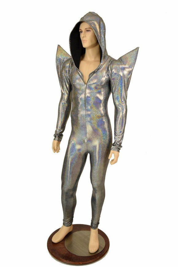 Mens Silver Mega Shoulder Catsuit - Coquetry Clothing
