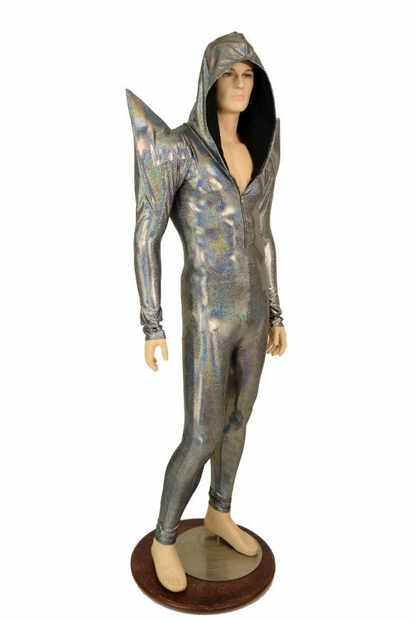 Mens Silver Mega Shoulder Catsuit - Coquetry Clothing
