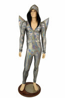 Mens Silver Mega Shoulder Catsuit - Coquetry Clothing