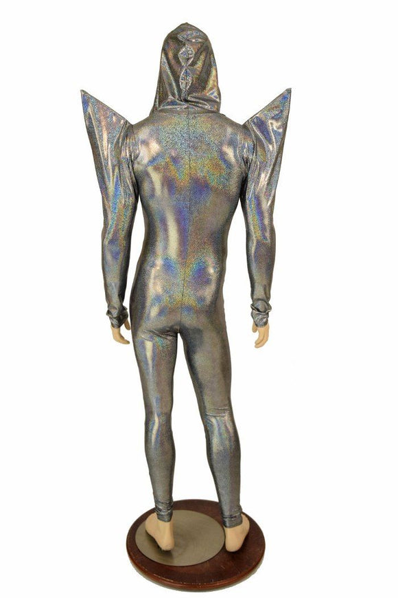 Mens Silver Mega Shoulder Catsuit - Coquetry Clothing
