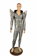 Mens Silver Mega Shoulder Catsuit - Coquetry Clothing