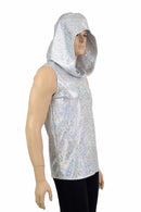 Mens Silver & White Hoodie - Coquetry Clothing