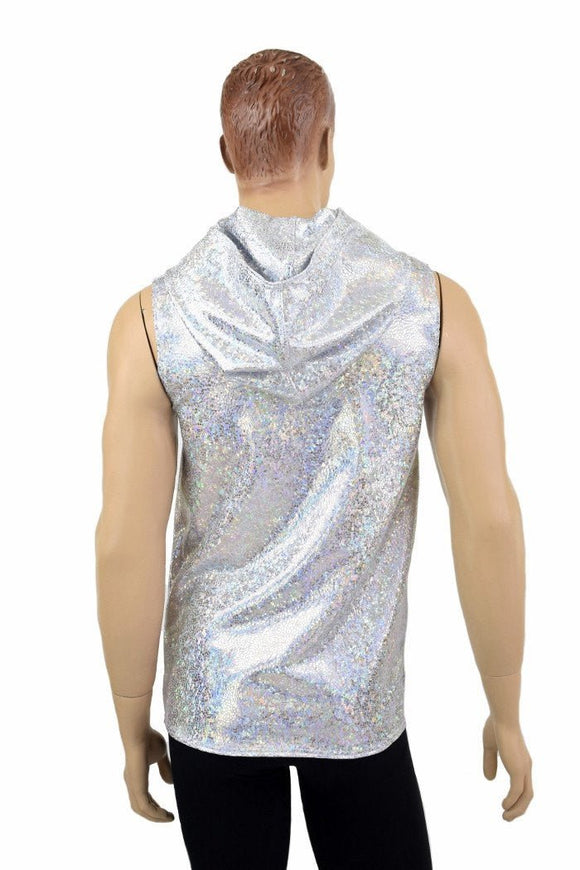 Mens Silver & White Hoodie - Coquetry Clothing