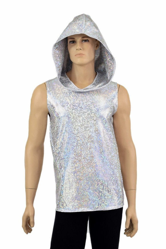 Mens Silver & White Hoodie - Coquetry Clothing