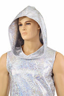 Mens Silver & White Hoodie - Coquetry Clothing
